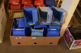 BOX OF BLUE PLASTIC WORKSHOP TIDY TRAYS