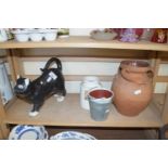 MIXED LOT MODEL CAT, TERRACOTTA VASE AND OTHER ITEMS