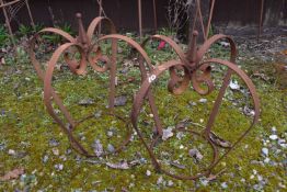 Pair of metal crown plant supports, 45cm high