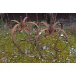 Pair of metal crown plant supports, 45cm high