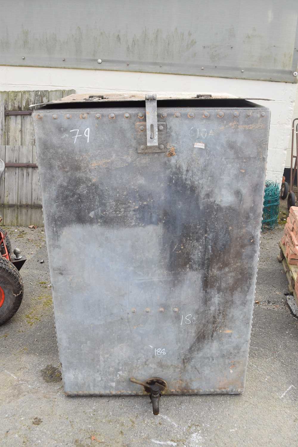 Large galvanised water tank, height approx 135cm