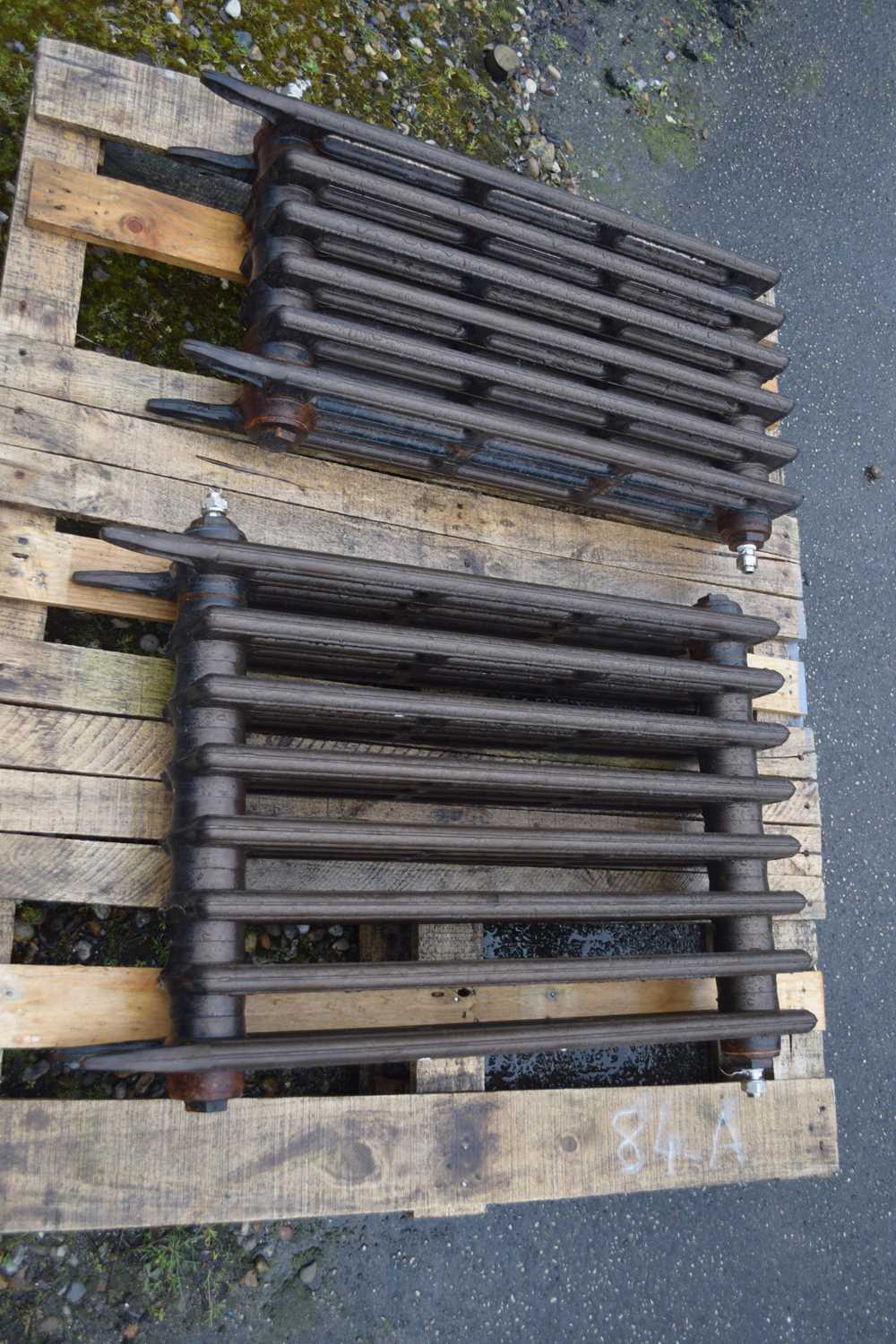 Two cast iron radiators on legs