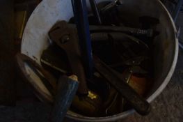 buckets containing various shed clearence items tool ect