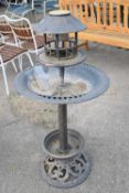 Solar powered birdbath, approx height 110cm