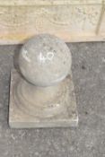 Stone ball finial, height approx 34cm