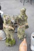 Pair of composite garden stone statues, height approx 65cm