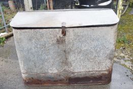 Large galvanised feed bin, height approx 95cm, width approx 130cm, depth approx 60cm