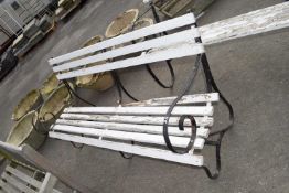 Garden bench with wrought iron ends, approx 160cm wide