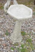 Decorative composite bird bath, approx 60cm high