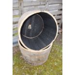 Pair of half-whisky barrel planters, approx 44cm high