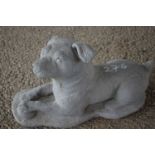 Garden ornament formed as a dog, length 40cm