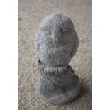 Composite garden ornament formed as an owl, height 30cm