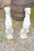 Pair of composite seated whippets, height approx 72cm
