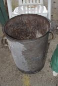 Galvanised bin, height approx 55cm