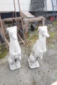 Pair of composite seated whippets, height approx 75cm