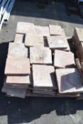 Large quantity of red pavers, approx 24 x 24cm
