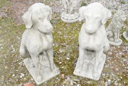 Pair of composite seated hounds, approx 72cm high