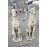 Pair of composite seated whippets, height approx 82cm