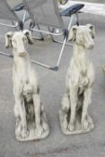 Pair of composite seated whippets, height approx 82cm