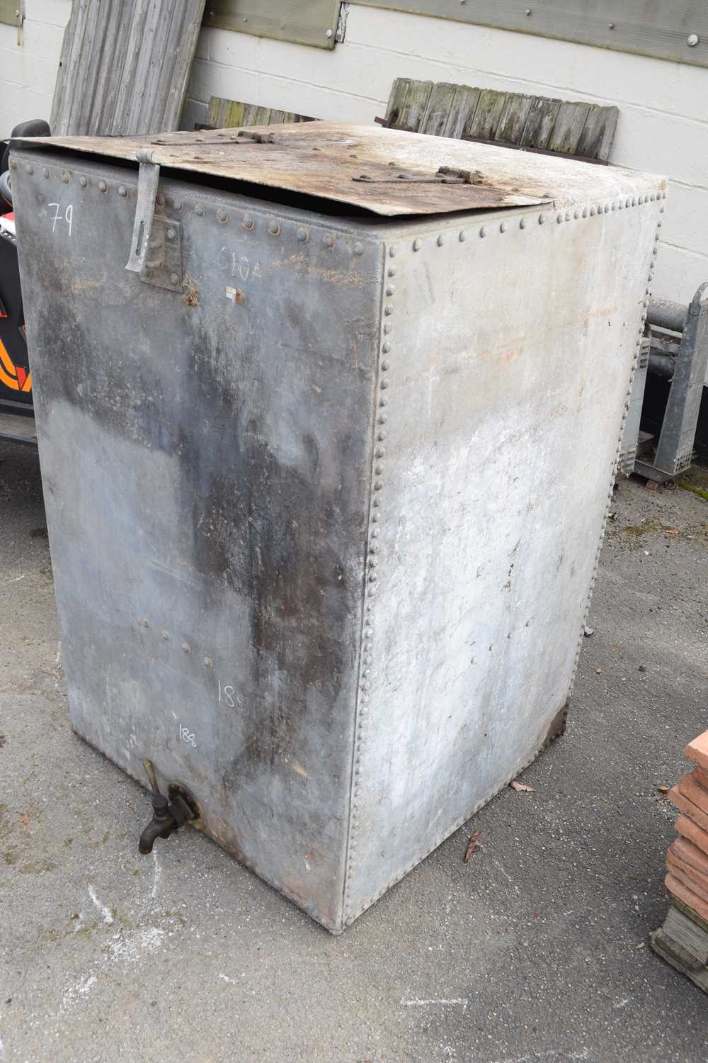 Large galvanised water tank, height approx 135cm - Image 2 of 2