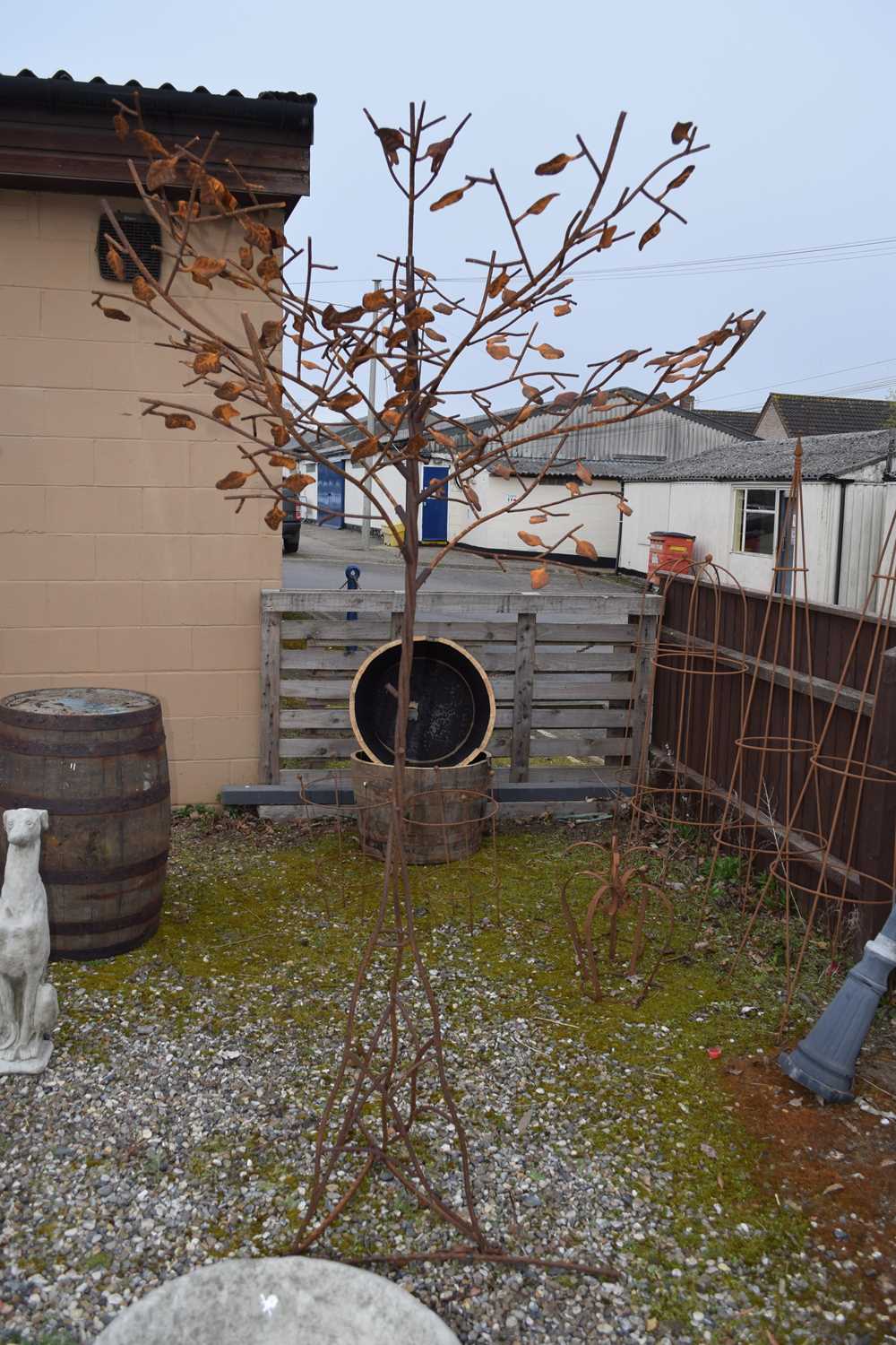 Large decorative metal tree ornament, total height approx 235cm