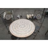 Metal garden bistro set with table and two chairs