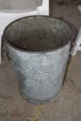 Galvanised bin, height approx 55cm