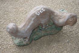 Composite garden ornament of an otter, length approx 40cm