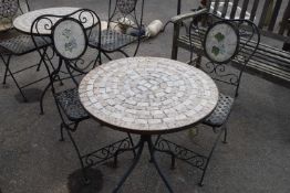 Metal garden bistro set with table and two chairs