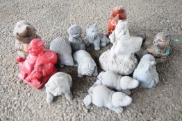 Quantity of small garden ornaments to include animals, Buddhas etc