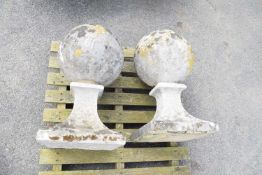 Pair of large stone ball finials, height approx 60cm, width approx 33cm