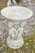 Composite decorative bird bath, 54cm high