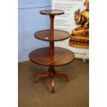 19th century Provincial oak three tier circular dumb waiter with three graduated levels over a