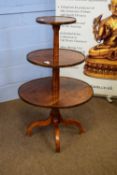 19th century Provincial oak three tier circular dumb waiter with three graduated levels over a