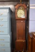 J Rule Kelso 19th century Scottish longcase clock, the oak case with broken arch pediment, ball