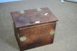 Small late 19th/early 20th century oak brass bound coal box of hinged rectangular form, 46cm wide