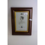 Porcelain plaque produced by F W Krumm, Crefeld, the plaque decorated with a picture of Queen
