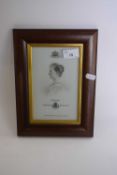 Porcelain plaque produced by F W Krumm, Crefeld, the plaque decorated with a picture of Queen