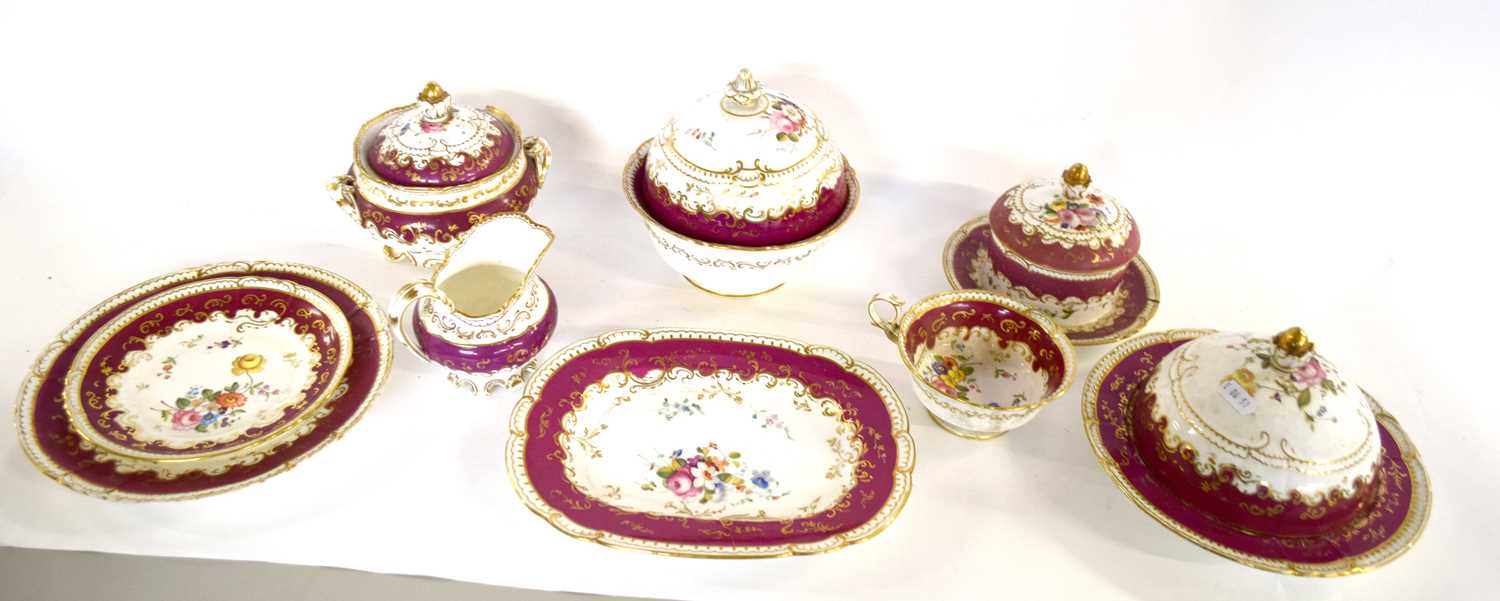 Part 19th century English Coalport porcelain tea set retailed by Mortlocks, Oxford St comprising a - Image 2 of 3