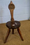 Jack Grimble of Cromer small oak weavers chair, the back decorated with Tudor rose detail, 71cm