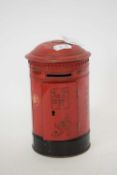 Tin money box modelled as a post box