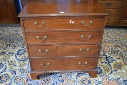 19th century mahogany chest with four graduated drawers fitted with brass swan neck handles raised