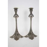 Pair of WMF Art Nouveau candlesticks with factory stamp to base, 28cm high (2)