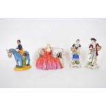 A Royal Doulton figure Sweet and Twenty HN1298 (a/f), together with two continental porcelain