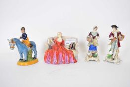 A Royal Doulton figure Sweet and Twenty HN1298 (a/f), together with two continental porcelain