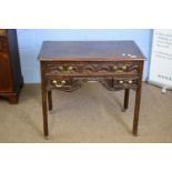 18th century oak three drawer side table or lowboy, 81cm wide