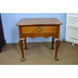 George III oak cabriole legged lowboy or side table with single drawer fitted with swan neck