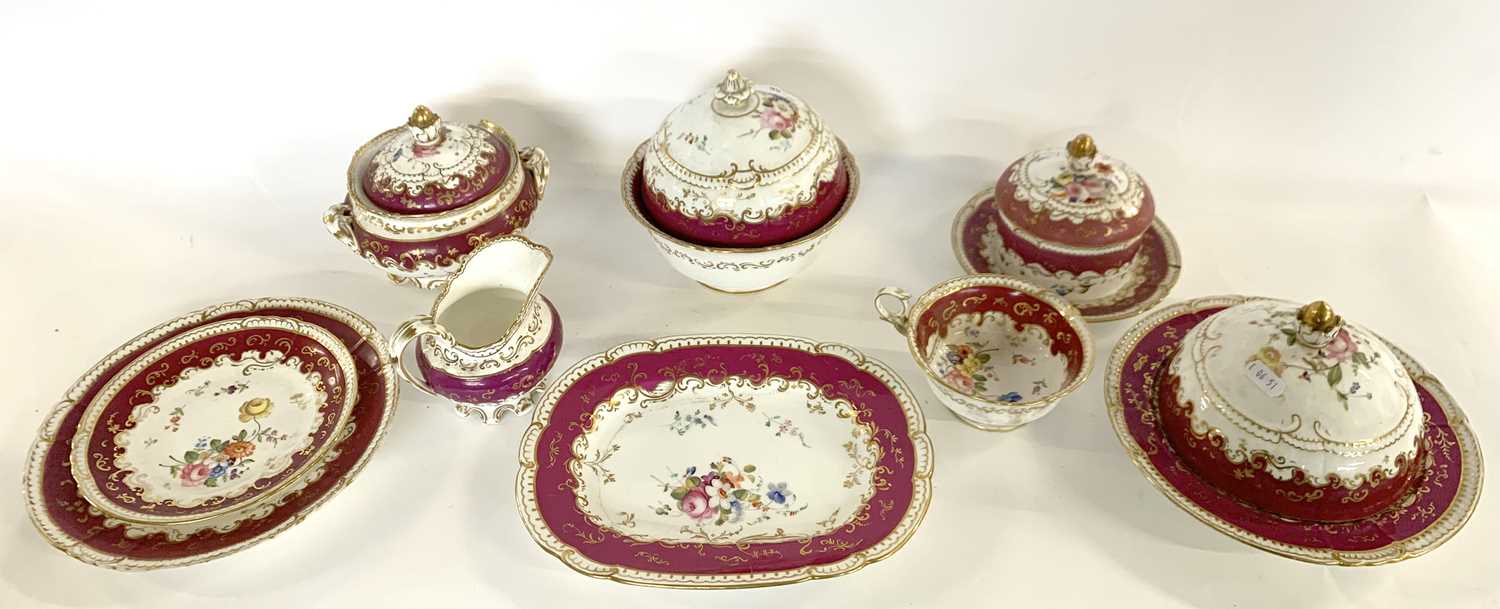 Part 19th century English Coalport porcelain tea set retailed by Mortlocks, Oxford St comprising a - Image 3 of 3