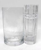 Orrefors Swedish heavy glass vase in Art Deco style with engraved signature to base and label,