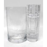 Orrefors Swedish heavy glass vase in Art Deco style with engraved signature to base and label,